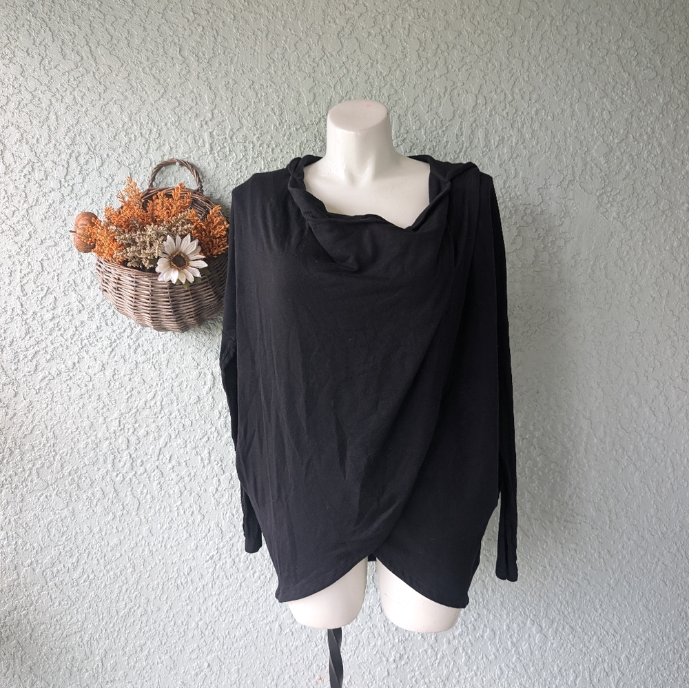 Athleta Purana Wrap Black Sweatshirt Womens Size‎ M EUC - Picture 3 of 7